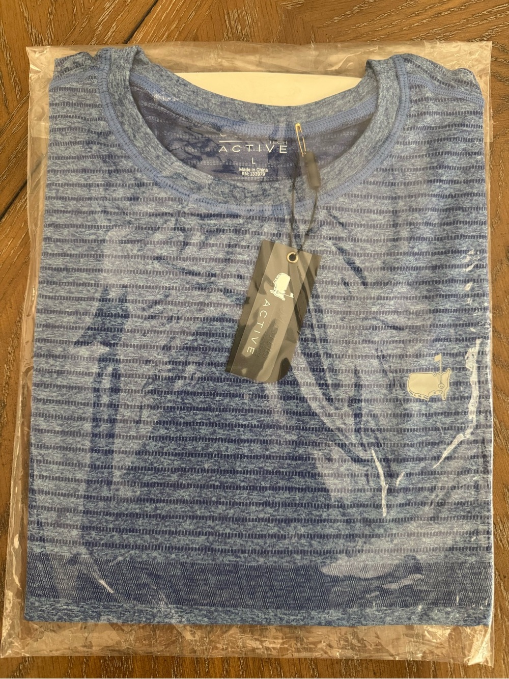 Masters Men’s Heathered Blue Striped Crew Neck Tee